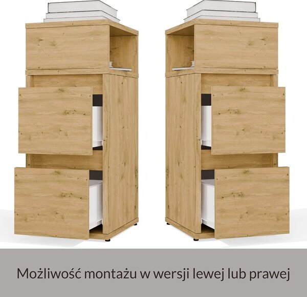 Bardzo wąska szafka nocna z szufladami 27 cm | Umeblowana.com