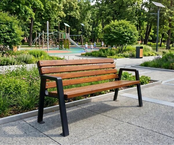 Długa ławka miejska z oparciem 220 cm - kolory | Umeblowana.com