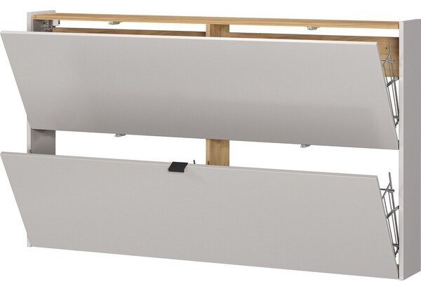 Kremowa uchylna/wisząca szafka na buty w dekorze dębu 140x83x18 cm Ameca – Germania