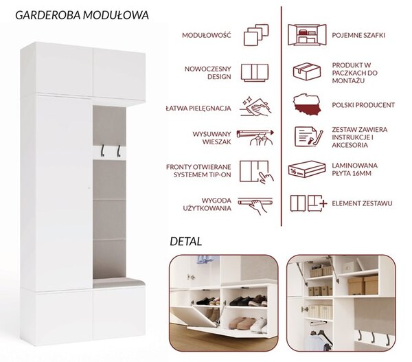 Garderoba do przedpokoju z szafą i wieszakiem | Umeblowana.com