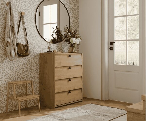 Wąska szafka na buty uchylna artisan | Umeblowana.com