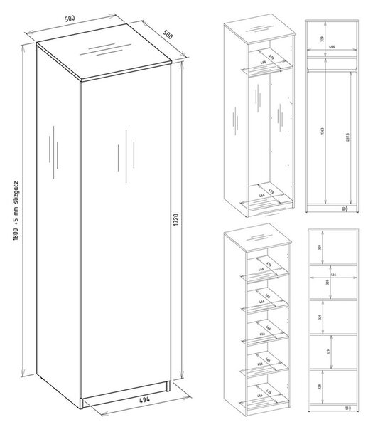 Biała szafa z nadstawką 240 cm | Umeblowana.com