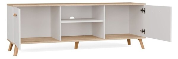 Biała szafka RTV na nóżkach 150 cm | Umeblowana.com