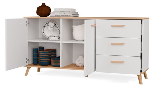 Elegancka biała komoda na nóżkach 150cm | Umeblowana.com