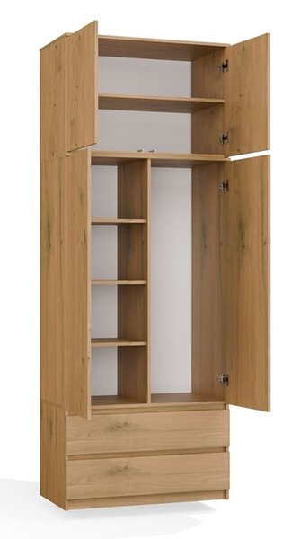Szafa z nadstawką dąb artisan 240 cm | Umeblowana.com