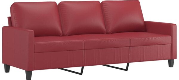Sofa, 3-osobowa winna czerwieÅ, 180 cm, sztuczna skÃ³ra