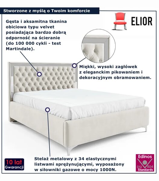 Białe pikowane łóżko w stylu glamour P5-Z45