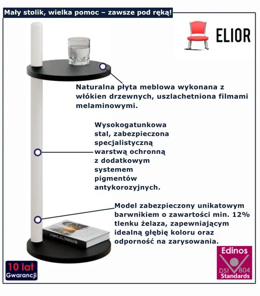 Czarny stolik pomocniczny o salonu H8-Z29