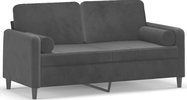 Sofa 2-osobowa z poduszkami, czarna, 140 cm, aksamit