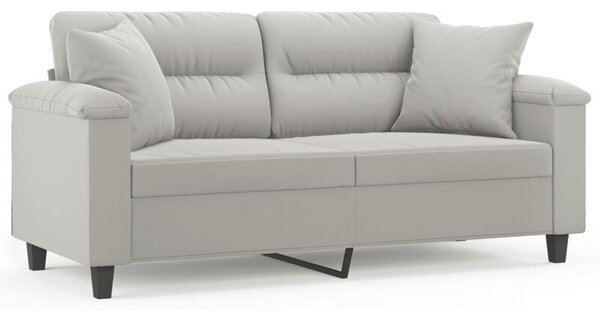 Sofa 2-osobowa z poduszkami, jasnoszara, 140 cm, mikrofibra