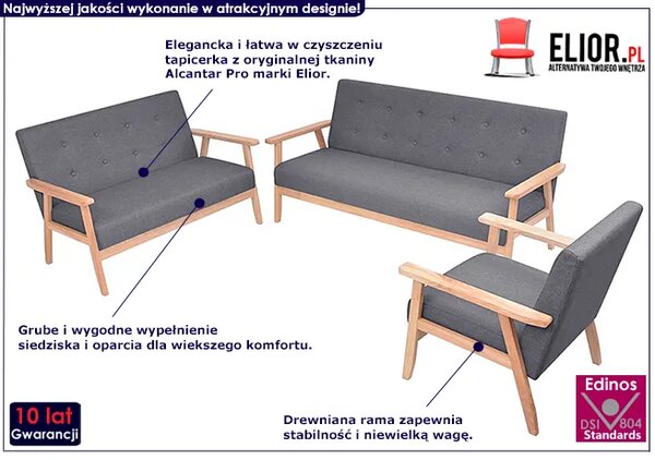 3-częściowy ciemnoszary zestaw wypoczynkowy F7-S71