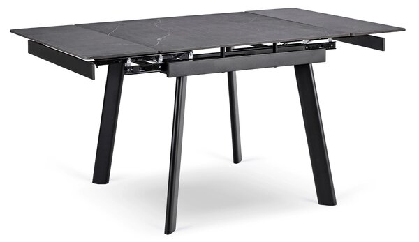 Stół jadalniany rozkładany Lares 90-150 cm ceramiczny, czarny marmur/czarny