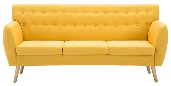 3-osobowa żółta sofa pikowana R8-K94