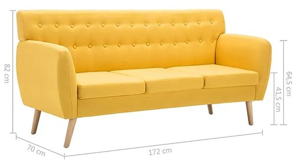 3-osobowa żółta sofa pikowana R8-K94