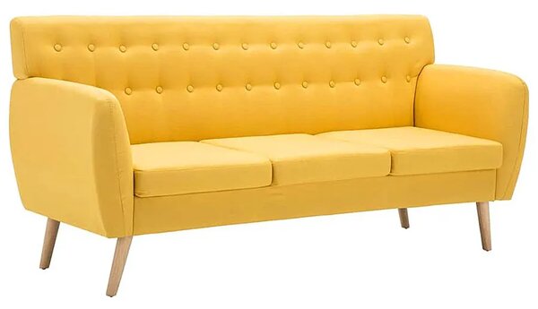3-osobowa żółta sofa pikowana R8-K94