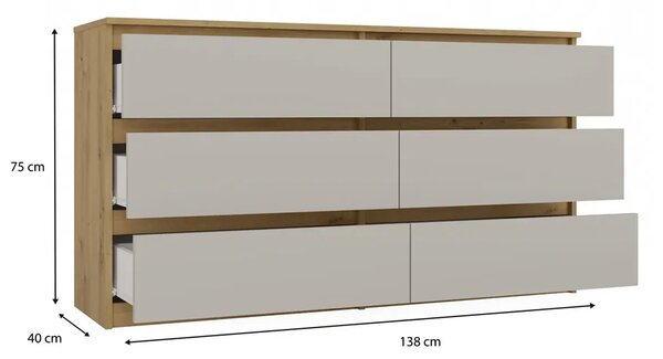 Stylowa komoda z szufladami kaszmir + dąb artisan K9-K20