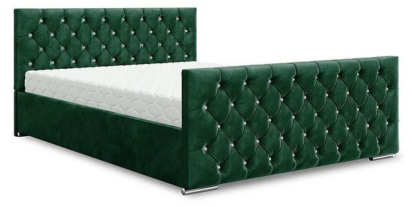 Ciemnozielone welurowe łóżko pikowane 5 rozmiarów K2-K96
