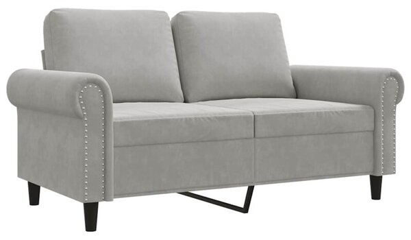Sofa 2-osobowa, jasnoszara, 120 cm, tapicerowana aksamitem