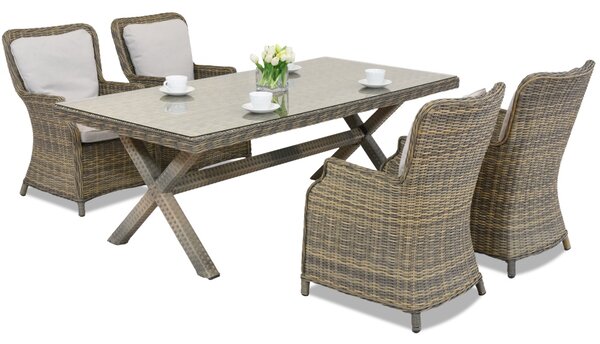 Zestaw obiadowy technorattan Londyn dla 4 osób Garden Point cappuccino