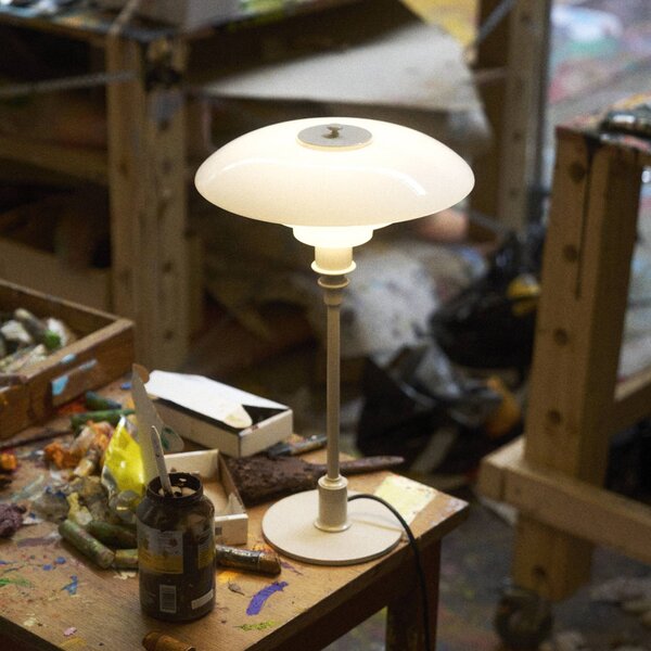 Louis Poulsen Lampa stołowa PH 2/1, kremowy / amber, salon / jadalnia, mosiądz, design