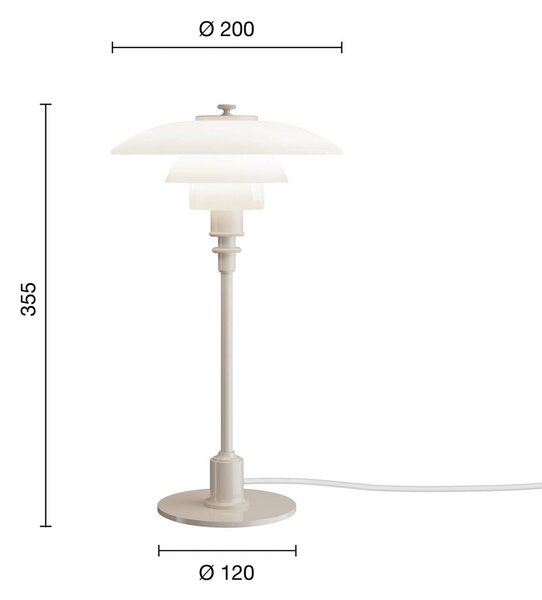 Louis Poulsen Lampa stołowa PH 2/1, kremowy / amber, salon / jadalnia, mosiądz, design