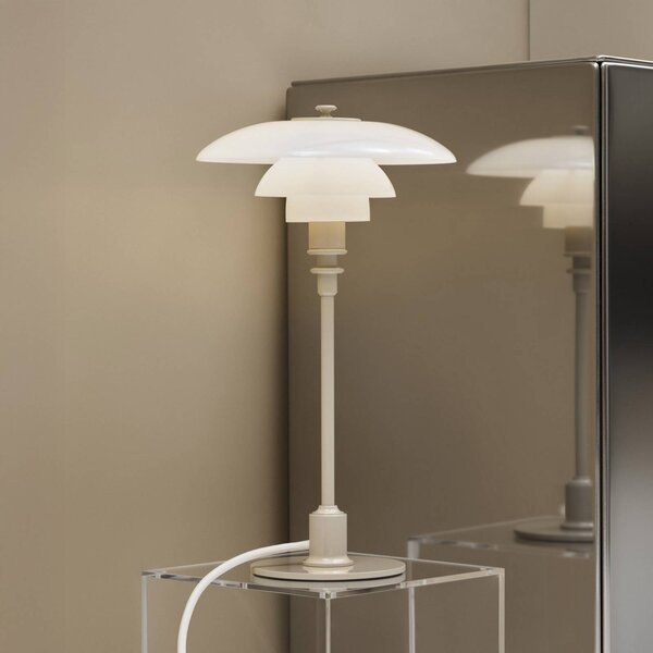 Louis Poulsen Lampa stołowa PH 2/1, kremowy / amber, salon / jadalnia, mosiądz, design