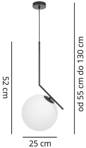 LAMPA WISZĄCA NOWOCZESNA CZARNA BIAŁA KULA SORENTO 25