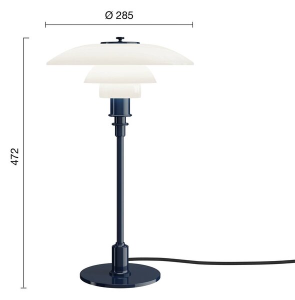 Louis Poulsen Lampa stołowa PH 3/2, niebieski, salon / jadalnia, mosiądz, design