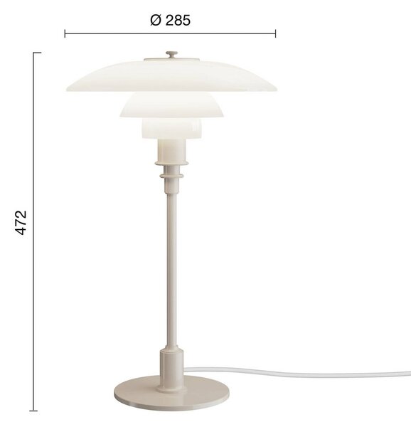 Louis Poulsen Lampa stołowa PH 3/2, kremowy / amber, salon / jadalnia, mosiądz, design