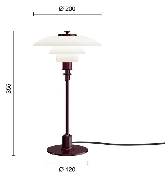 Louis Poulsen Lampa stołowa PH 2/1, czerwony, salon / jadalnia, mosiądz, design