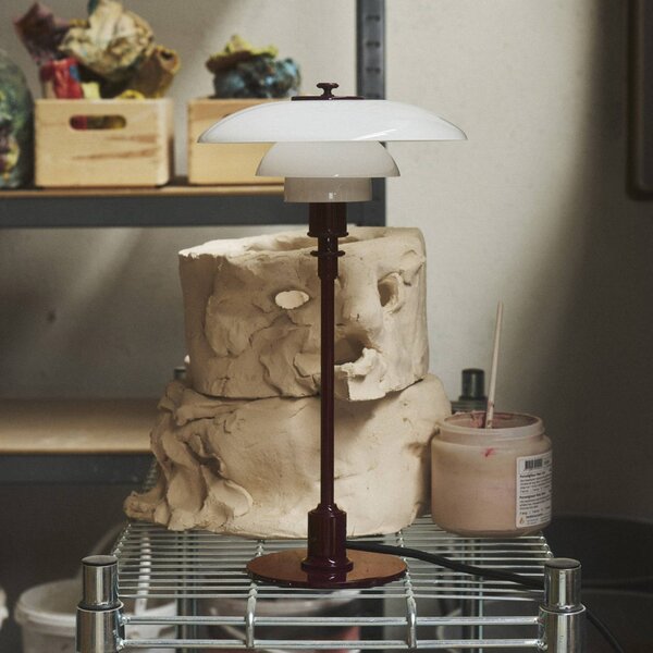 Louis Poulsen Lampa stołowa PH 2/1, czerwony, salon / jadalnia, mosiądz, design