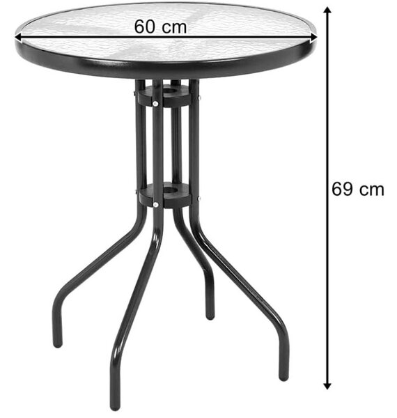 Zahradní set TREGO ISLAND - 2 židle s područkami a kulatý stůl ø 60 cm, antracitová