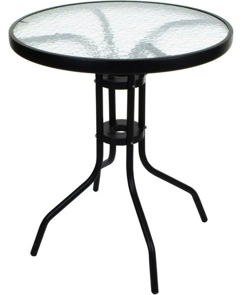 Zahradní set TREGO ISLAND - 2 židle s područkami a kulatý stůl ø 60 cm, antracitová
