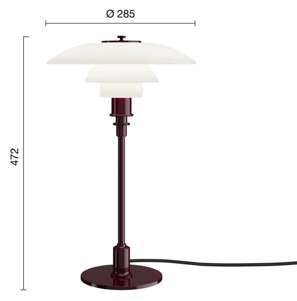 Louis Poulsen Lampa stołowa PH 3/2, czerwony, salon / jadalnia, mosiądz, design