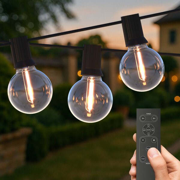Calex Solar łańcuch świetlny LED Vista, długość 20 metrów, IP44 możliwość ściemniania, czarny, tworzywo sztuczne