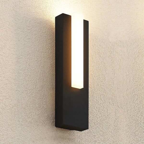 Kinkiet zewnętrzny LED Virgalia Lucande, czarny, aluminium, nowoczesny