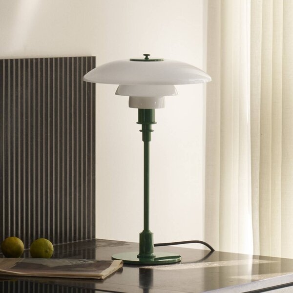 Louis Poulsen Lampa stołowa PH 3/2, zielony, salon / jadalnia, mosiądz, design