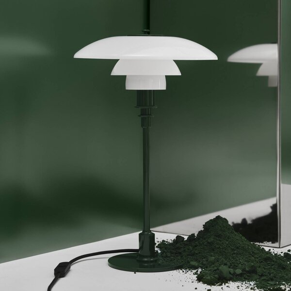 Louis Poulsen Lampa stołowa PH 3/2, zielony, salon / jadalnia, mosiądz, design