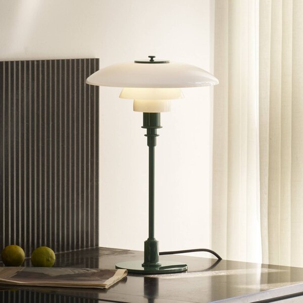 Louis Poulsen Lampa stołowa PH 3/2, zielony, salon / jadalnia, mosiądz, design