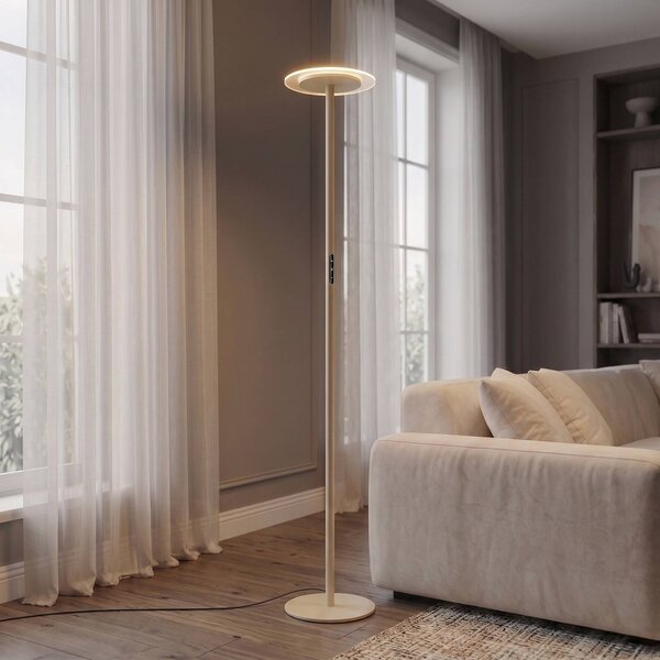 Lampa stojąca Frile Arcchio, możliwość ściemniania, kremowy / amber, salon / jadalnia, aluminium, nowoczesny