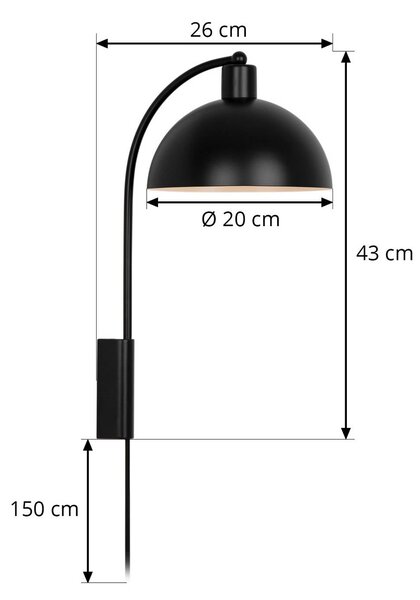 Nordlux Kinkiet Ellen 20, czarny, salon / jadalnia, metal, skandynawski