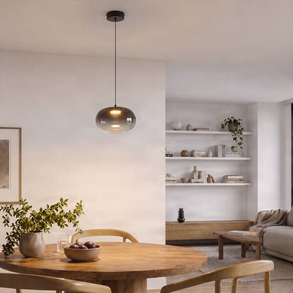 Lampa wisząca Vaso Milagro Lighting, aluminiowy / szary / cynkowy, salon / jadalnia, szkło, nowoczesny