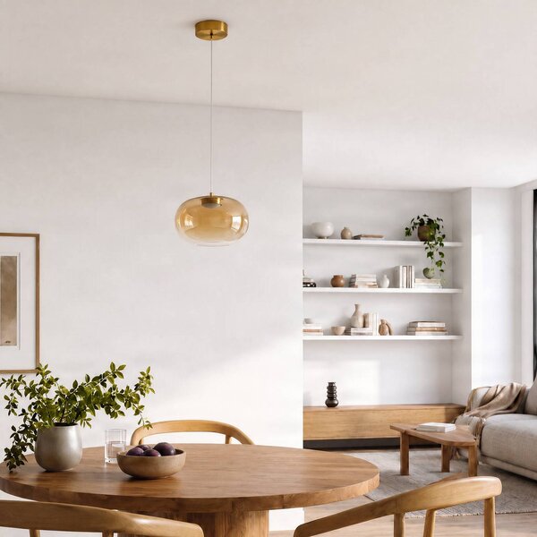 Lampa wisząca Vaso Milagro Lighting, kremowy / amber, salon / jadalnia, szkło, nowoczesny