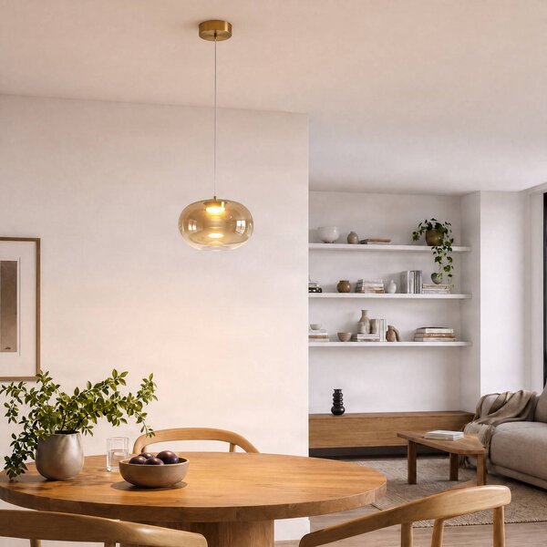 Lampa wisząca Vaso Milagro Lighting, kremowy / amber, salon / jadalnia, szkło, nowoczesny