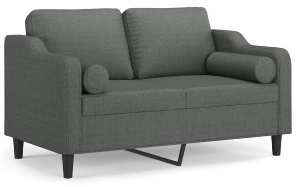 Sofa 2-osobowa z poduszkami, ciemnoszara, 120 cm, tkanina