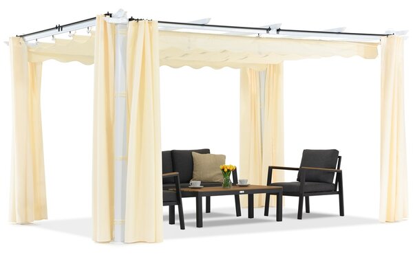 Pergola tarasowa Barbados 3x4 m z zasłonami Garden Point biało-beżowa