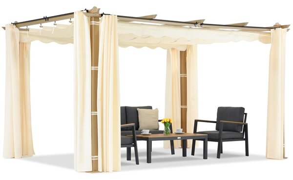 Pergola tarasowa Barbados 3x4 m z zasłonami Garden Point woodlike-beż