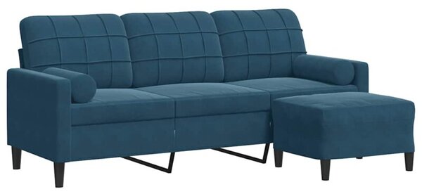 Sofa 3-osobowa z podnÃ³Å¼kiem, niebieska, 180 cm, aksamit
