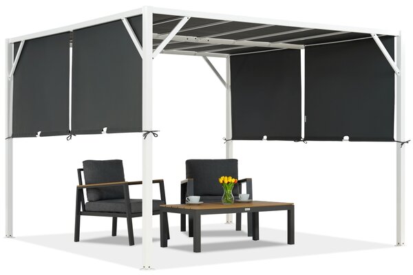 Metalowa pergola tarasowa Santorini 3 x 3 m biało-antracytowa Garden Point