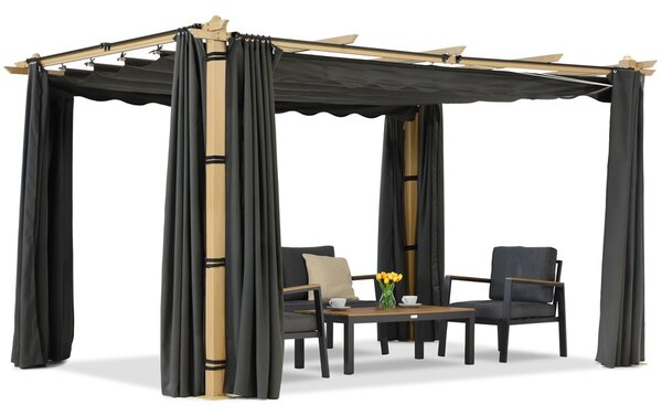 Pergola tarasowa Barbados 3x4 m z zasłonami Garden Point woodlike-antracyt